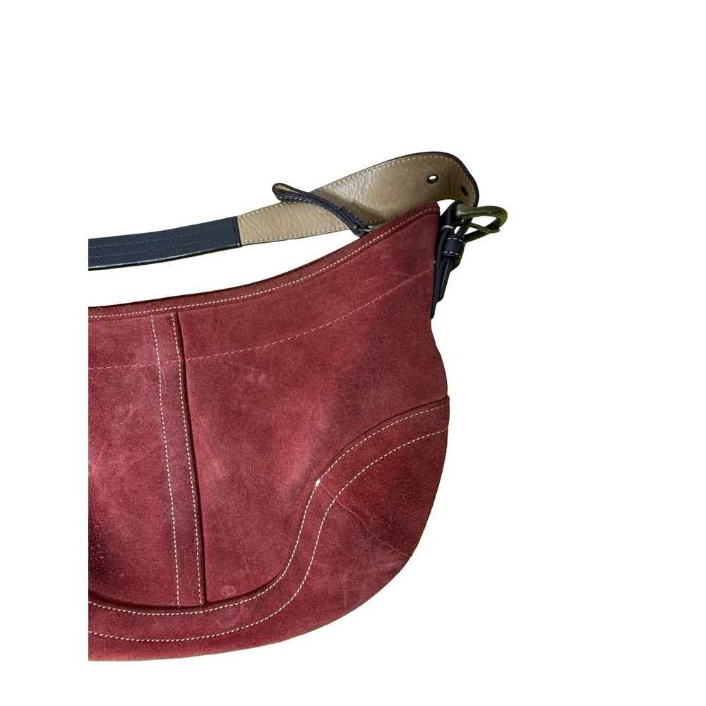 Vintage Y2k Burgundy Red Coach SoHo Suede Hobo Crescent Shoulder Handbag 4286 - Picture 3 of 6
